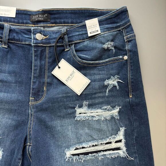 Judy Blue Mid-Rise Patch Cut Off Shorts denim jean size  3XL new - Picture 9 of 12